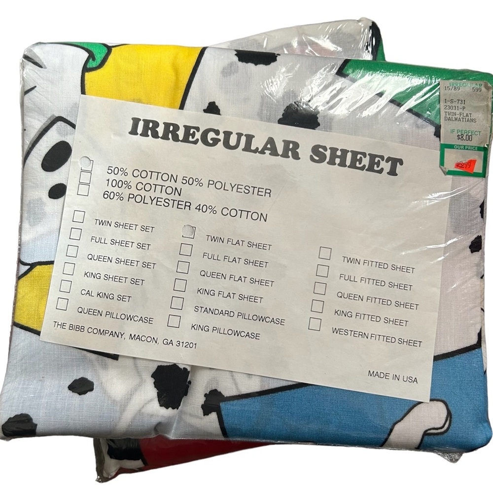 Vtg 101 Dalmatians New Old Stock Twin Sheet